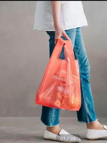 DEAN & DELUCA 쇼핑백 EVA 코랄 오렌지