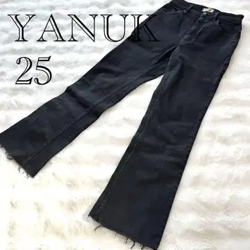 YANUK 블랙 부츠컷 데님 프린지 야누크 M 25