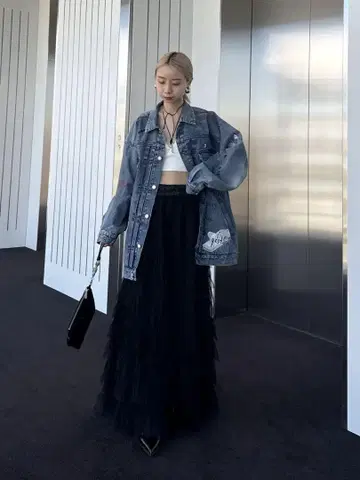 [새상품급] Gabriellel x AMERI 데님 자켓 G자켓