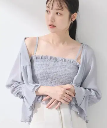 SET 2점 캔디 슬리브 블라우스 + 이너