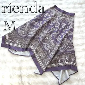 rienda 퍼플 페이즐리 무늬 롱 플레어 스커트