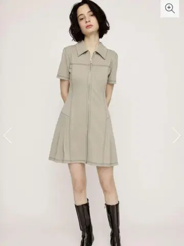 SLY FRONT ZIP SIDE PLEATS 숏 원피스