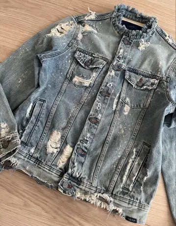 ZARA 자라 데님 자켓 크러쉬 그라운드 데미지 가공