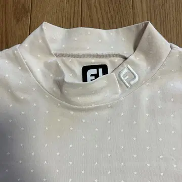 빅 사이즈 FootJoy 별 패턴 하이넥 셔츠 옅은 핑크 XXL
