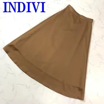 INDIVI 인디비 허리 밴딩 플레어 롱 스커트 브라운 38 C2