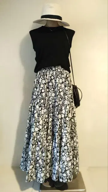 야마님 C6265 프린트 스커트 코디