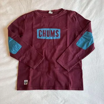CHUMS 버건디 로고 긴팔 트레이너
