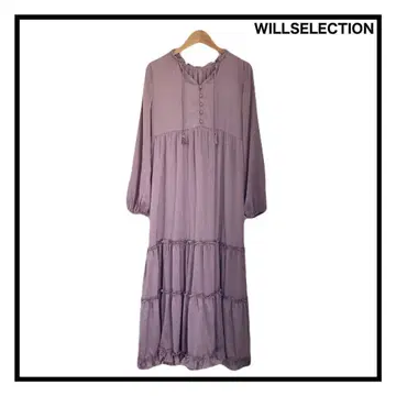 택 포함 새상품 WILLSELECTION 롱 원피스 프릴 퍼플 M