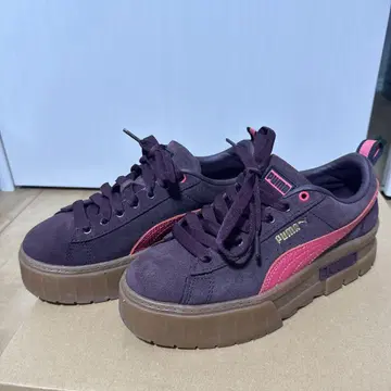 PUMA 스웨이드 통굽 스니커즈 퍼플/핑크