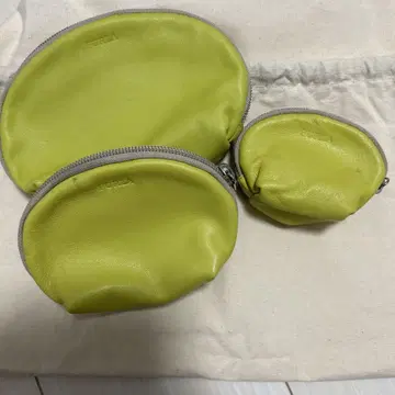 FURLA 3점 파우치 가죽 파우치 라임색