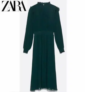 ZARA 플리츠 쉬폰 원피스 그린