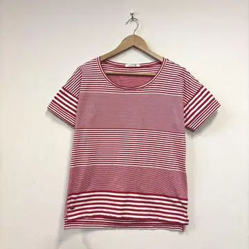LACOSTE 빨흰 스트라이프 반팔 티셔츠 38 보더