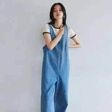 시루무린 데님 멜빵바지