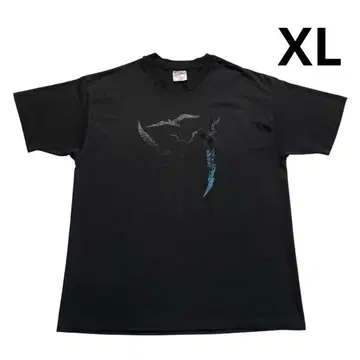 80s 90s USA제 Hanes 카모메 티셔츠 XL 블랙 50/50
