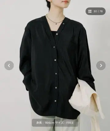 URBAN RESEARCH 브로드 칼라리스 블라우스 블랙 FREE