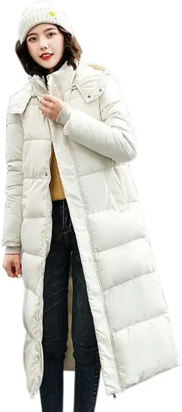 롱 다운 자켓 아이보리 블랙