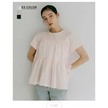 BASEMENT online 반팔 티어드 블라우스