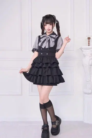 No genki 2WAY 살로펫 스커트 블랙 L