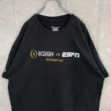챔피온 칼리지 풋볼 양면 프린트 블랙 티셔츠 2XL