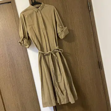 베이지 셔츠 원피스 긴팔 벨트 포함 자라