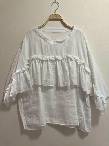 2024SS 프렌치 린넨 프릴 풀 블라우스
