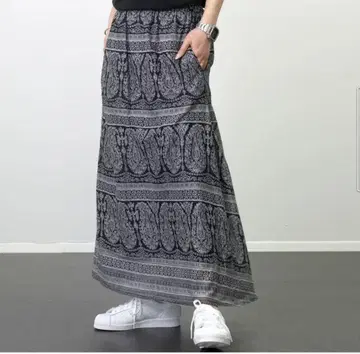 미사용 보헤미안 패턴 인도 면 보일 플레어 스커트