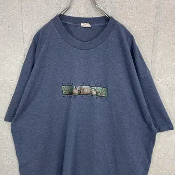 알스타일 어패럴 풍경 자수 네이비 오버 사이즈 T셔츠 2XL 정도