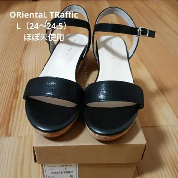 오리엔탈 트래픽 웨지솔 원벨트 샌들 L 블랙