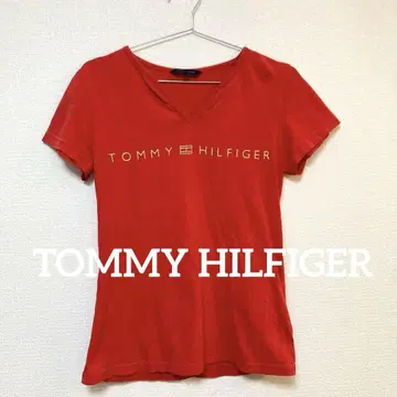 TOMMY HILFIGER 타미힐피거 로고 S 사이즈 티셔츠 빨간색
