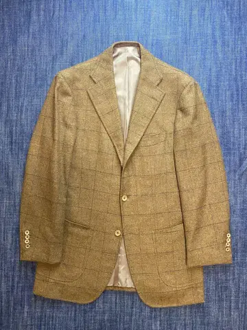 BEAMS F 미디엄 브라운 울 체크 자켓 46 일본제