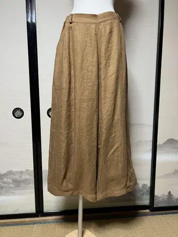 애스콧 일본제 린넨 100% 베이지 가우초 팬츠 허리밴딩