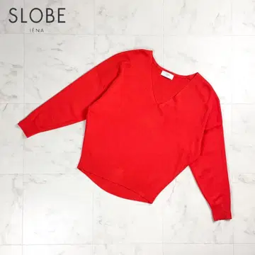 새상품급 SLOBE IENA 코튼 V넥 니트 레드 사이즈 F*CD425