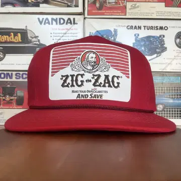 새상품 캡 zigzag 레드 모자 아메카지 코튼