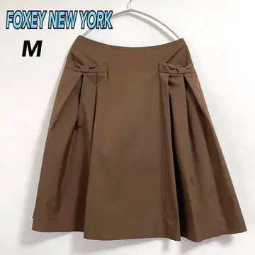컨디션 최상 FOXEY NEW YORK 플레어 스커트 38 브라운 고급