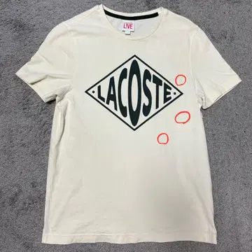 LACOSTE 라코스테 로고 프린트 티셔츠 크림색