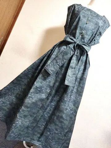 1698 기모노 리메이크 오시마 명주 A라인 롱 원피스