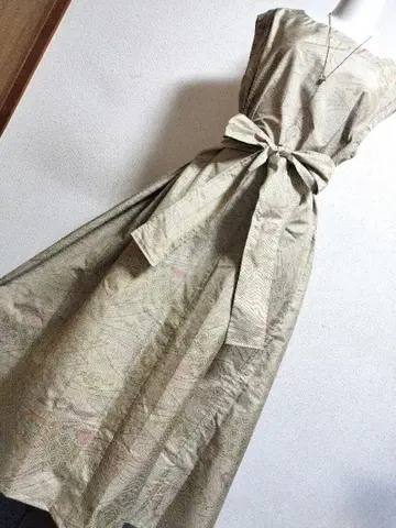 1700 기모노 리메이크 오시마 명주 A라인 롱 원피스