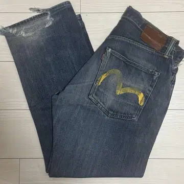 EVISU 갈매기 빨간 스티치 w32l35
