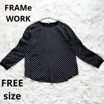 FRAMe WORK 블랙 화이트 도트 무늬 긴팔 셔츠 FREE