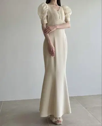 JUNOAH 아야카 짱 콜라보 파워숄 V넥 머메이드 원피스 JUNOAH