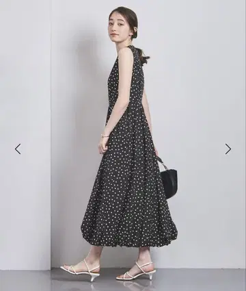 도트 벌룬 롱 원피스 36 새상품