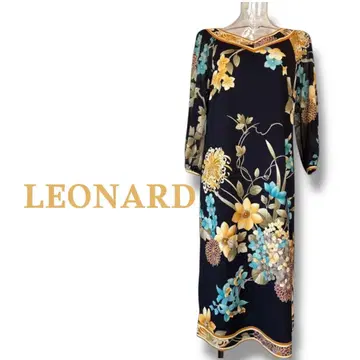 *LEONARD* 캉캉 소재 *꽃무늬 7부 소매 원피스