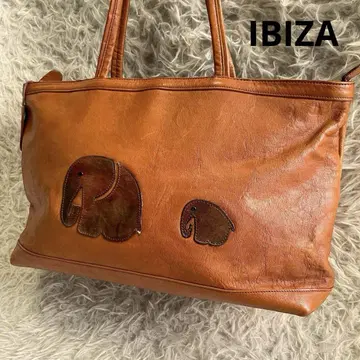 IBIZA 코끼리 모녀 가죽 토트백 천연 가죽 숄더 A4 사이즈 브라운