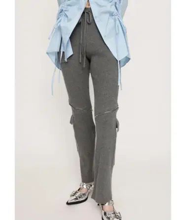 SLY KNEE ZIP KNIT FLARE 팬츠 그레이
