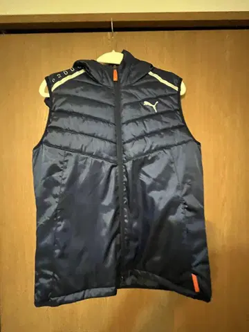 PUMA 후드 부착 베스트 S 네이비
