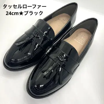 [미사용 새상품] 태슬 로퍼 24cm 블랙 우비에도