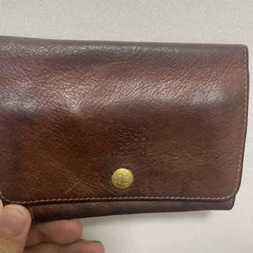브라운 가죽 3단 폴더형 지갑