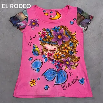 완판 인기 EL RODEO 엘로데오 귀여운 인어 티셔츠 핑크 레어