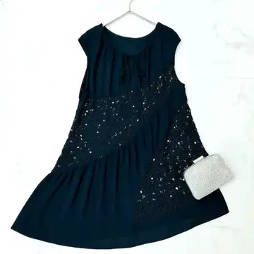 토쿠코 민소매 튜닉 언밸런스 레이스 블랙 9 원피스 드레스