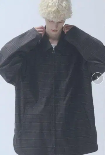 DOOPZ 남성용 블루종 체크 무늬 아우터 M 사이즈
